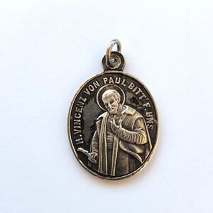 Antique Silver St Vincent de Paul Medal Boston German Society IHS Jesuit
